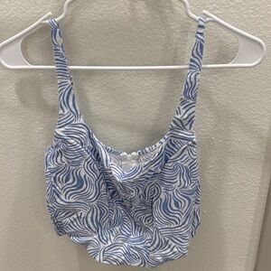 Blue and White Patterned Crop Top